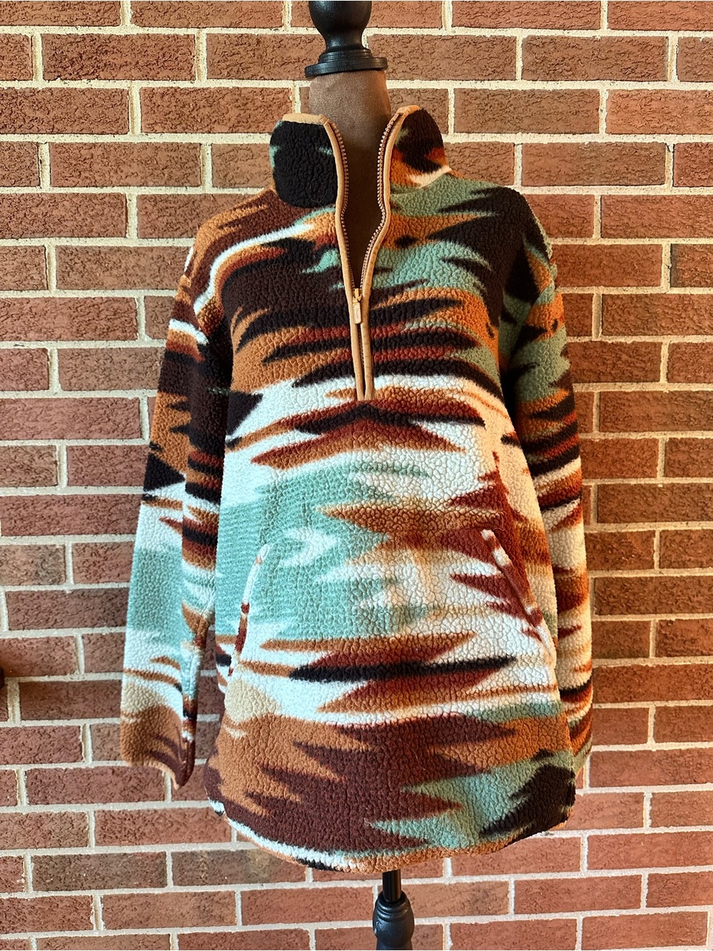 Wrangler Women’s Pullover Sherpa Fleece Quarter Zip Aztec Western, XXL - Picture 7 of 11